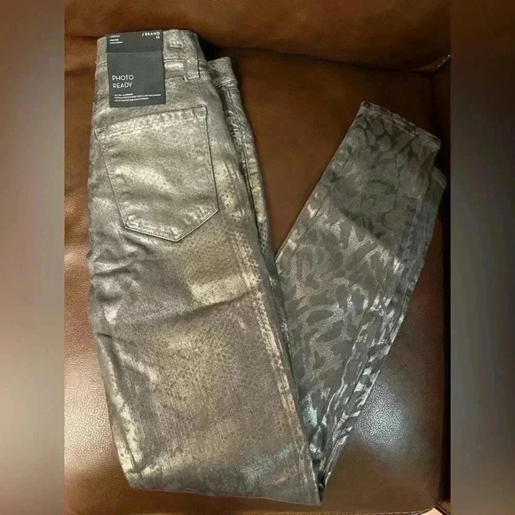 NWT J Brand Leenah metallic snakeskin python print high rise skinny jeans 25 - Picture 3 of 5